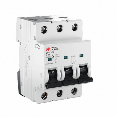 Автоматический выключатель ESM2-63/D6/3 3P 6A (D) 6kA ESM263D63 Prompower