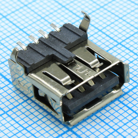 Разьем (розетка) USB тип А прямая на плату L-KLS1-181C-B KLS